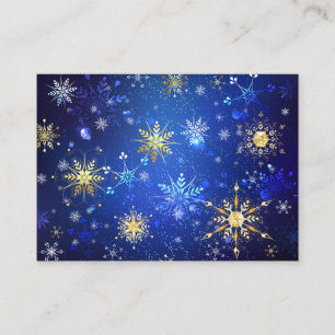 XMAS Blue Background mit goldenen Schneeflocken Visitenkarte