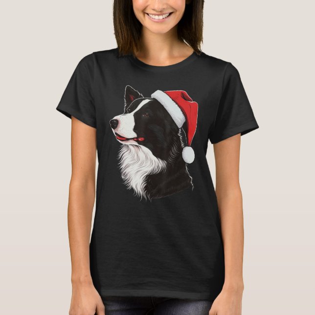 Xmas Border Collie Santa on Christmas Border Colli T-Shirt (Vorderseite)