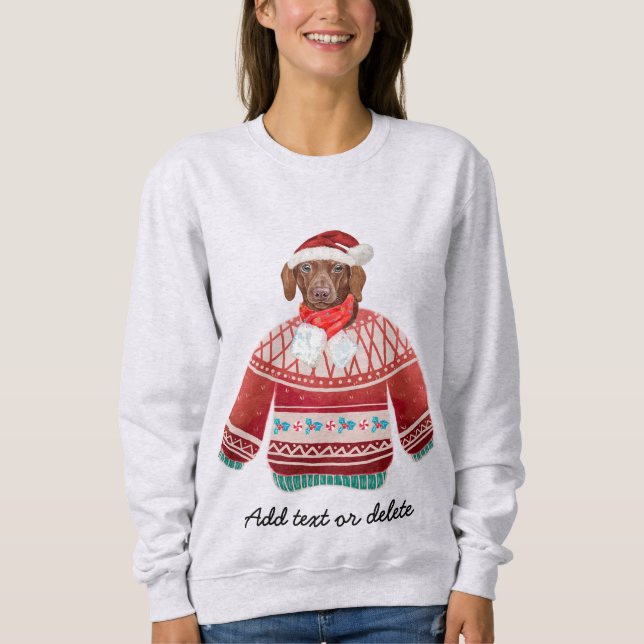 Xmas Brown Dackel Ugly Christmas Weiner Dog Mama Sweatshirt (Vorderseite)