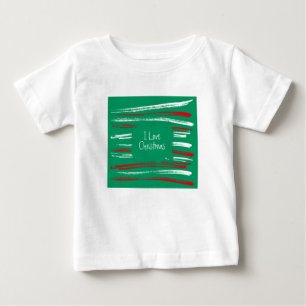 Xmas Brush Streifen grünes Kleinkind Langschlauch Baby T-shirt