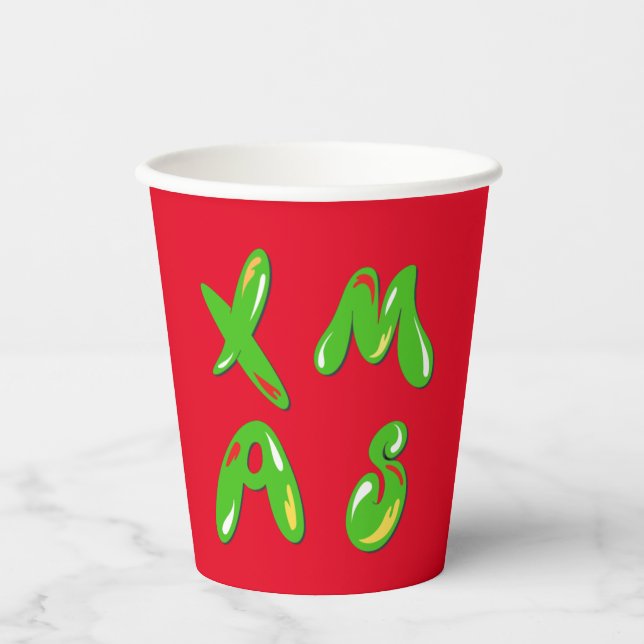 Xmas Bubble Text Pappbecher (Vorderseite)
