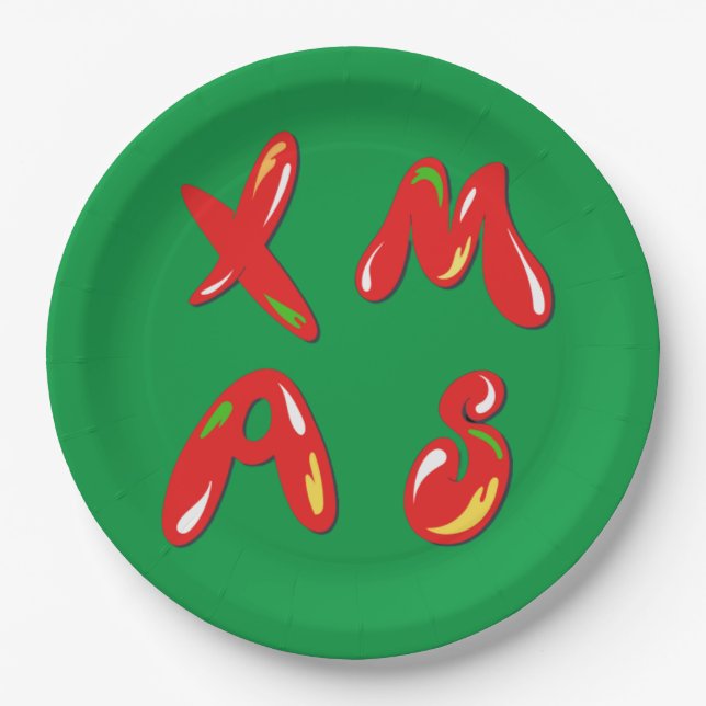 Xmas Bubble Text Pappteller (Vorderseite)