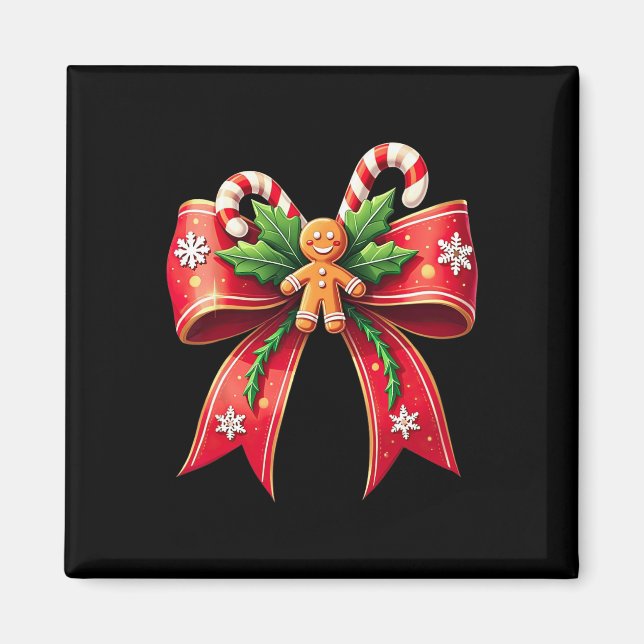 Xmas Candy Cane Bow Weihnachten Magnet (Vorne)