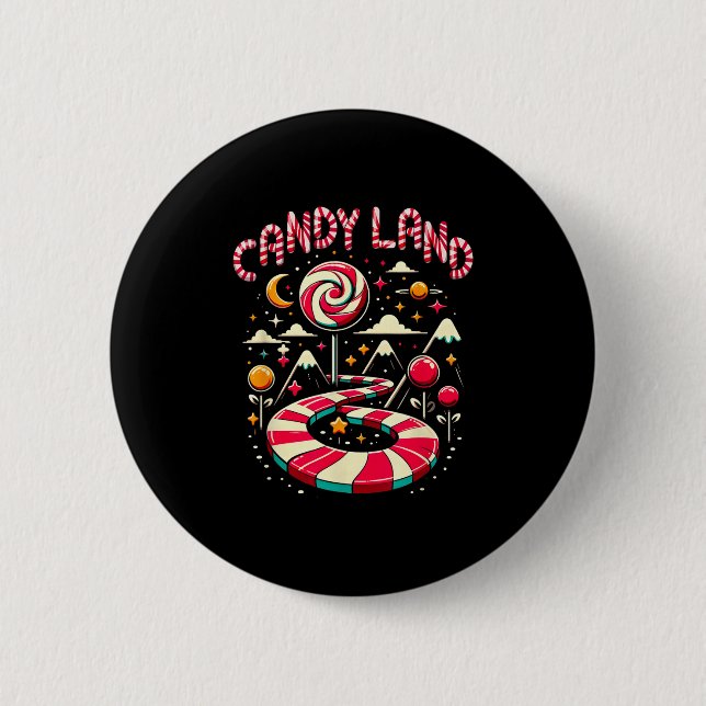 Xmas Candy Land Rainbow Trail Candy Cane Merry Chr Button (Vorderseite)