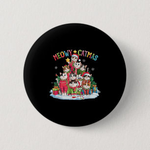 Xmas Cat Lover Meowy Catmas Weihnachtsbaum Button
