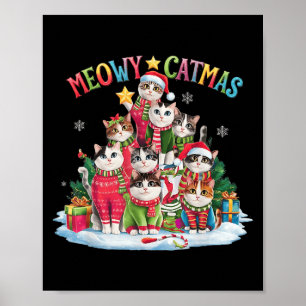 Xmas Cat Lover Meowy Catmas Weihnachtsbaum Poster