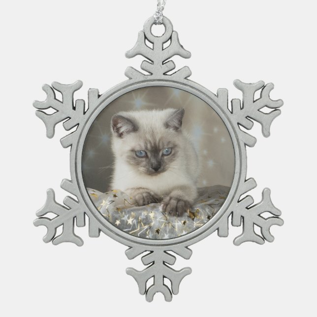 XMAS Cats Schneeflocken Zinn-Ornament (Vorderseite)