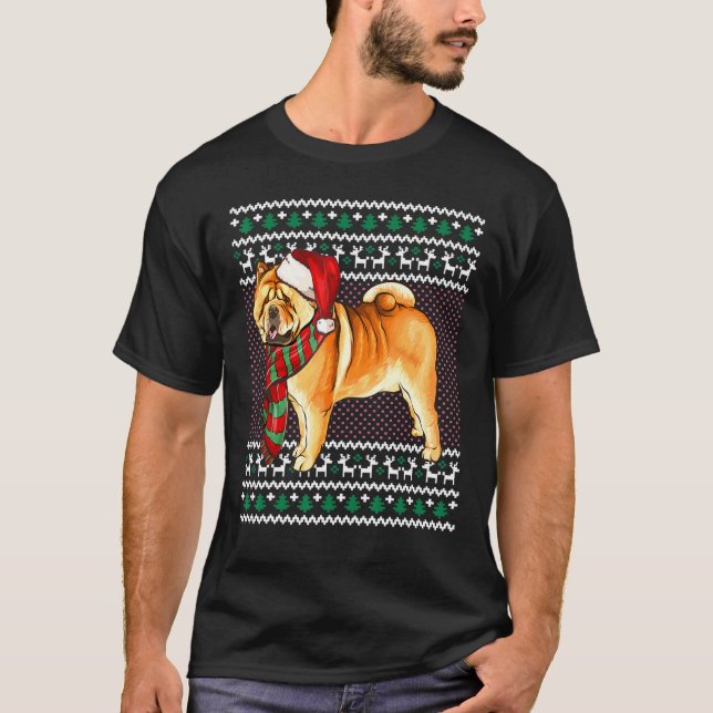 Xmas Chow Chow Dog Weihnachtsmannmütze Ugge Weihna T-Shirt (Vorderseite)
