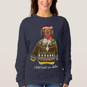 Xmas Cream Dackel Ugly Christmas Weiner Dog Mama Sweatshirt