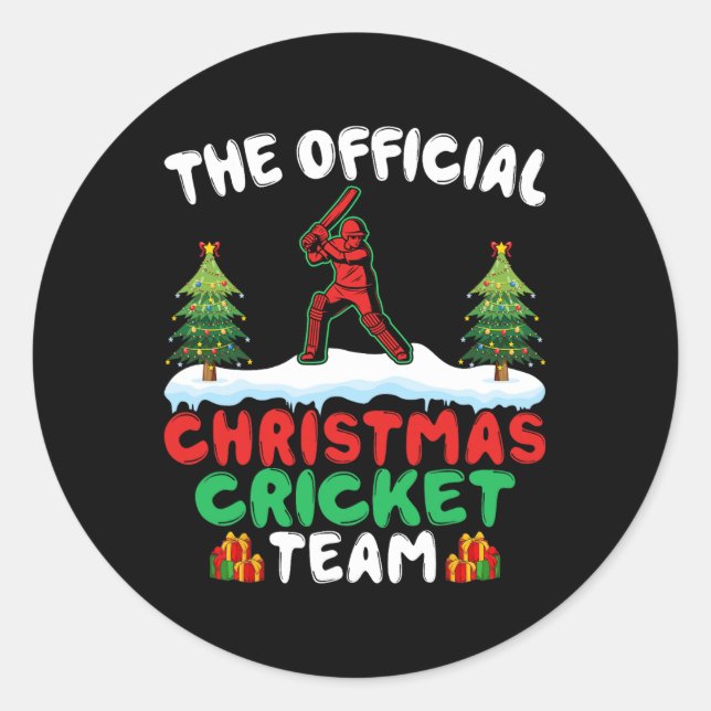 Xmas Cricket Player Coach - Funny Cricket Lover Ch Runder Aufkleber (Vorderseite)