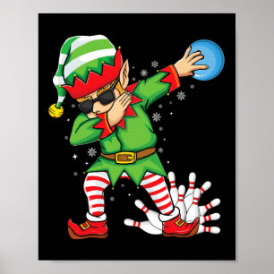 Xmas Dabbing Elf Bowling Ll und Buttone Weihnachts Poster