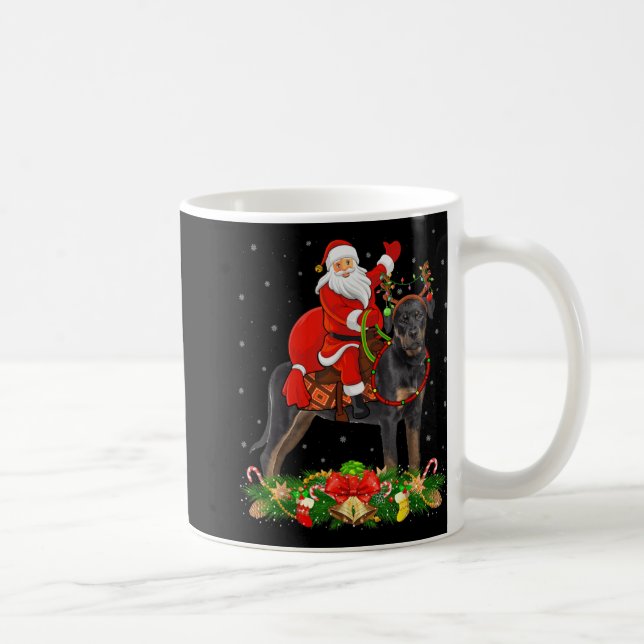 Xmas Decor Funny Santa Riding Rottweiler Dog Chris Kaffeetasse (Rechts)