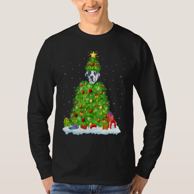 Xmas Decorations Lights Santa Great Dane Dog Chris T-Shirt (Vorderseite)