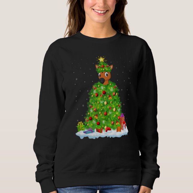 Xmas Decorations Lights Santa Horse Christmas Tree Sweatshirt (Vorderseite)