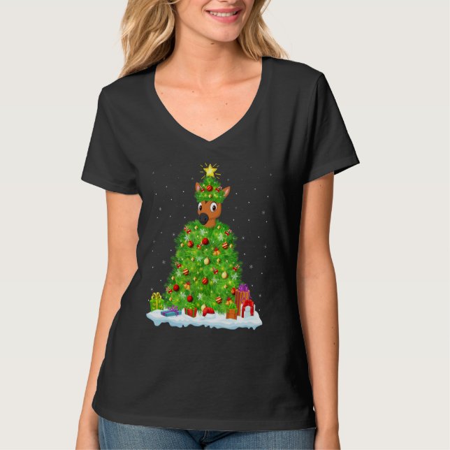 Xmas Decorations Lights Santa Horse Christmas Tree T-Shirt (Vorderseite)