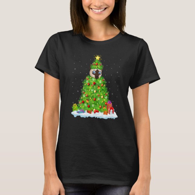 Xmas Decorations Lights Santa Siamese Cat Christma T-Shirt (Vorderseite)