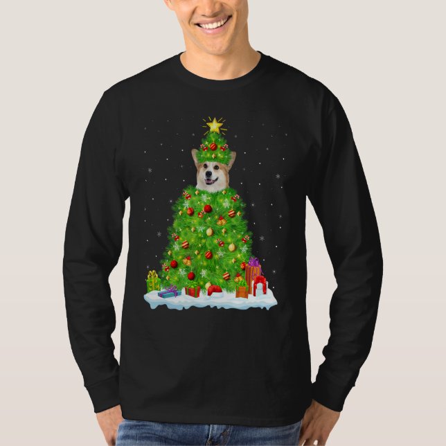 Xmas Decorations Lights Santa Welsh Corgi Dog Chri T-Shirt (Vorderseite)