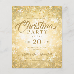 Xmas Dinner Party Gold Winter Diamanten Glitzer Flyer