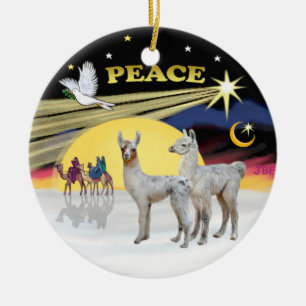 Xmas Dove - 2 Baby Llamas Keramik Ornament