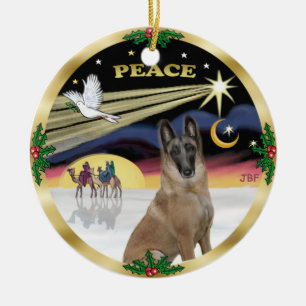 Xmas Dove - Belgische Malinois Keramikornament