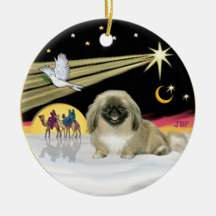 Xmas Dove - Pekinese (schwarze Maske) Keramik Ornament