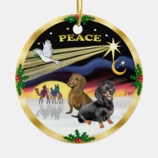 Xmas Dove - zwei Dackeln Keramikornament