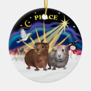 Xmas Dove - Zwei Meerschweinchen (#2 und #3) Keramikornament