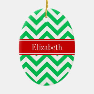 Xmas Emerald White LG Monogram Keramikornament