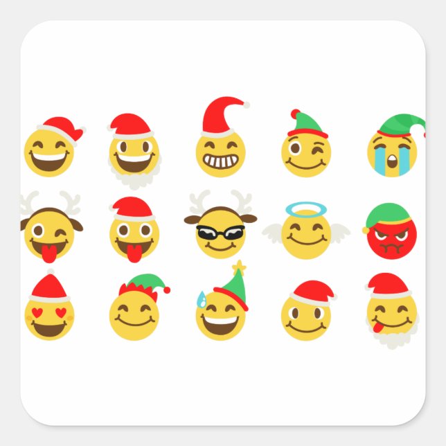 xmas emoji glückliche Gesichter Quadratischer Aufkleber (Vorderseite)