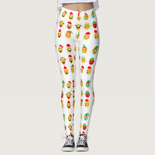 xmas emoji happy faces Leggings