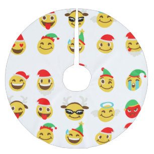 xmas emoji happy faces Weihnachtsbaumrock Polyester Weihnachtsbaumdecke