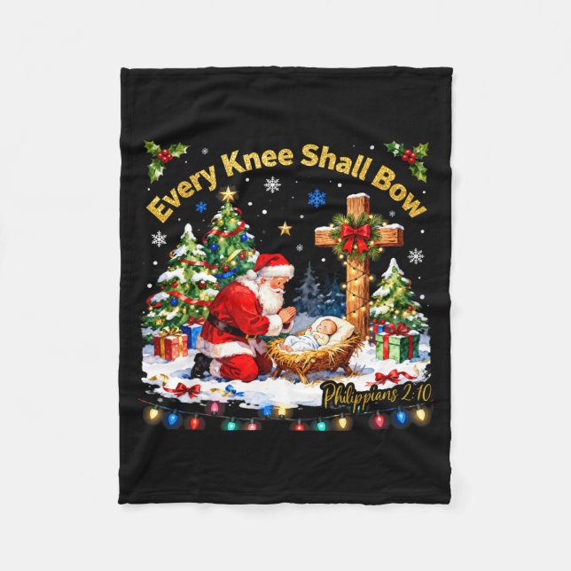 Xmas Every Knee Shall Bow Santa Christmas Nativity Fleecedecke (Vorderseite)