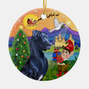 Xmas Fantasy* - Blauer Dogge (Natur Ohren) Keramikornament