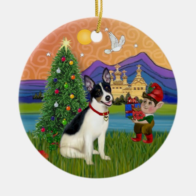 Xmas Fantasy - Rat Terrier Keramik Ornament (Vorne)