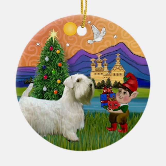 Xmas Fantasy - Sealyham Terrier Keramik Ornament (Vorne)