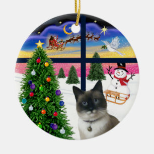 Xmas-Fenster - Schneeschuhkatze Keramikornament