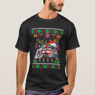 Xmas Firefighter Lover Fire Truck Fireman Ugly Swe T-Shirt