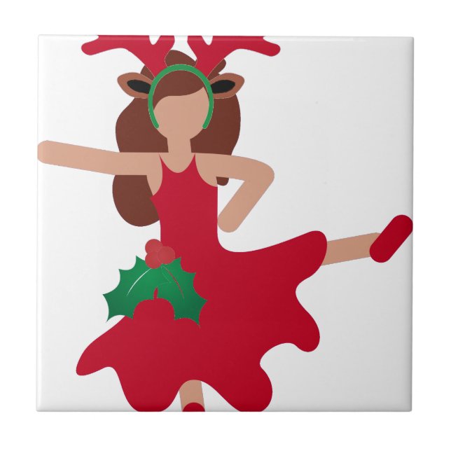 Xmas Flamenco Tänzer Emoji Fliese (Vorderseite)