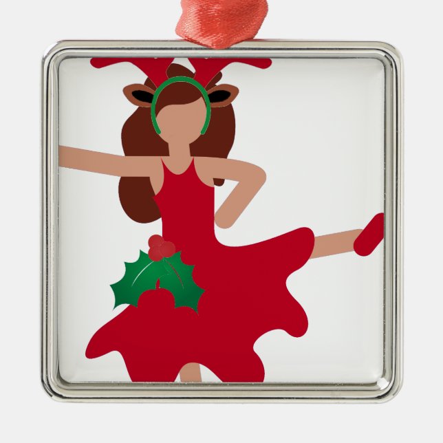 Xmas Flamenco Tänzer Emoji Ornament Aus Metall (Vorne)