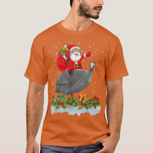 Xmas Funny Santa Claus Reiten Guinea Fowl Bird Chr T-Shirt