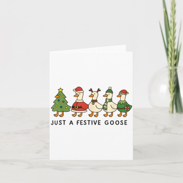 Xmas Funny Silly Goose Christmas Pjs Just A Festiv Karte (Vorderseite)