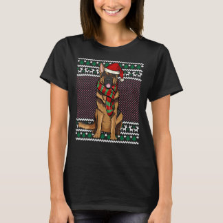 Xmas German Shepherd Dog Weihnachtsmannmütze T-Shirt