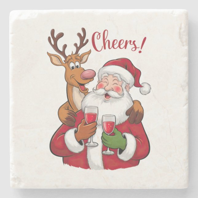 Xmas Geschenk Cheer Weihnachtsmann Steinuntersetzer (Vorderseite)