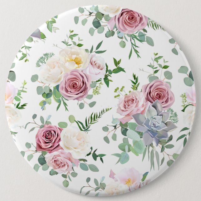 Xmas Geschenk Creamy White Antique Rose Button (Vorderseite)