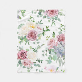 Xmas Geschenk Creamy White Antique Rose Fleecedecke