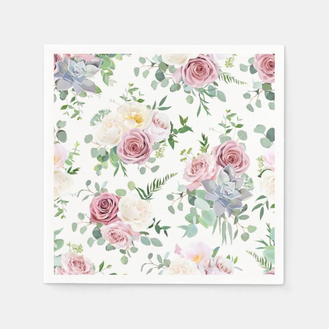 Xmas Geschenk Creamy White Antique Rose Serviette (Vorderseite)