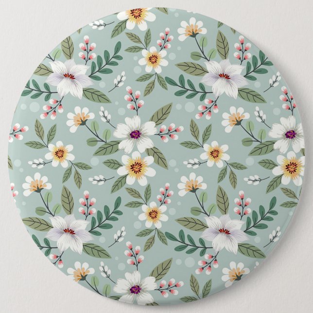Xmas Geschenk Farbige Handgezeichnete Blume Button (Vorderseite)