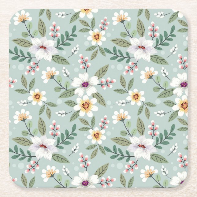 Xmas Geschenk Farbige Handgezeichnete Blume Rechteckiger Pappuntersetzer (Vorderseite)