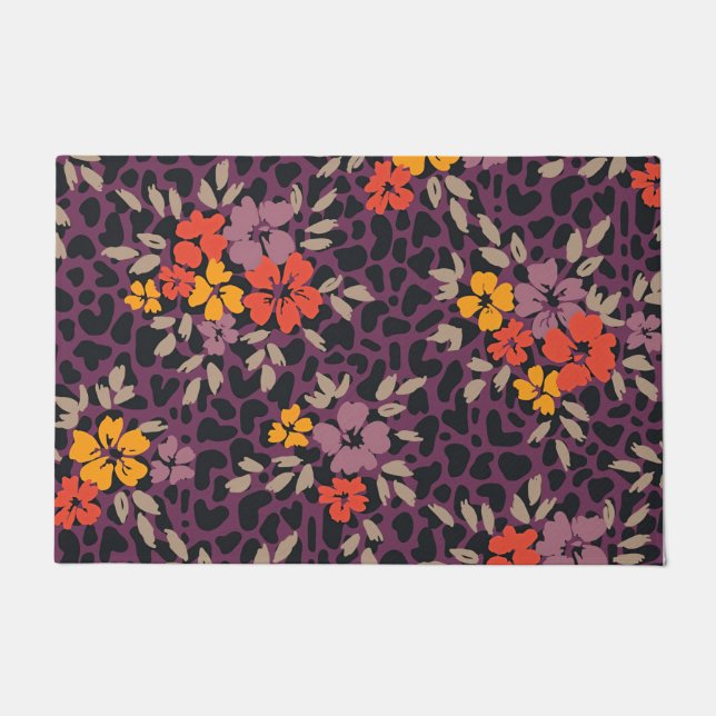 Xmas Geschenk fett übergroße Hand bemalt Blumen Fußmatte (Vorderseite)