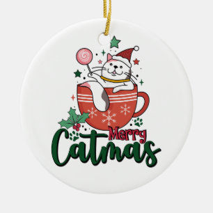 Xmas Geschenk frohe Niedliche Catmas Keramik Ornament
